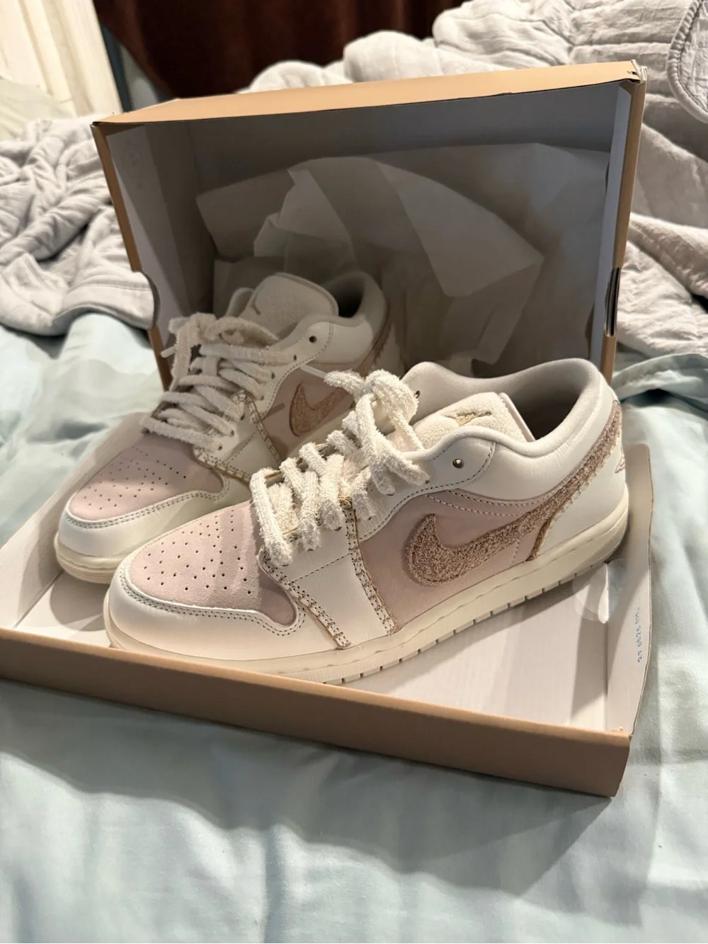 Jordan Women’s Low-Top Sneakers in White and Taupe